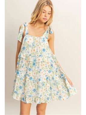 Layla Floral Tie Strap Dress, size small NWOT